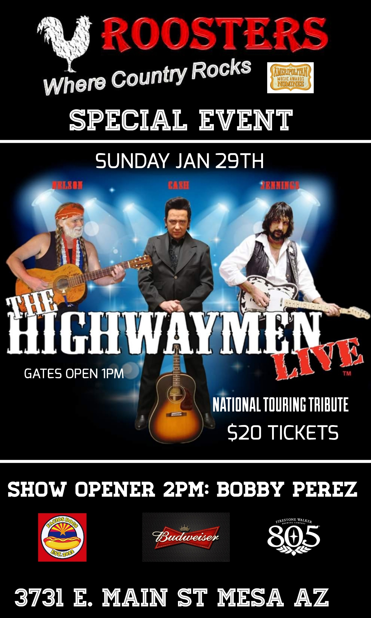 The Highwaymen Live (National Touring Tribute) Bobby Perez Opening Up