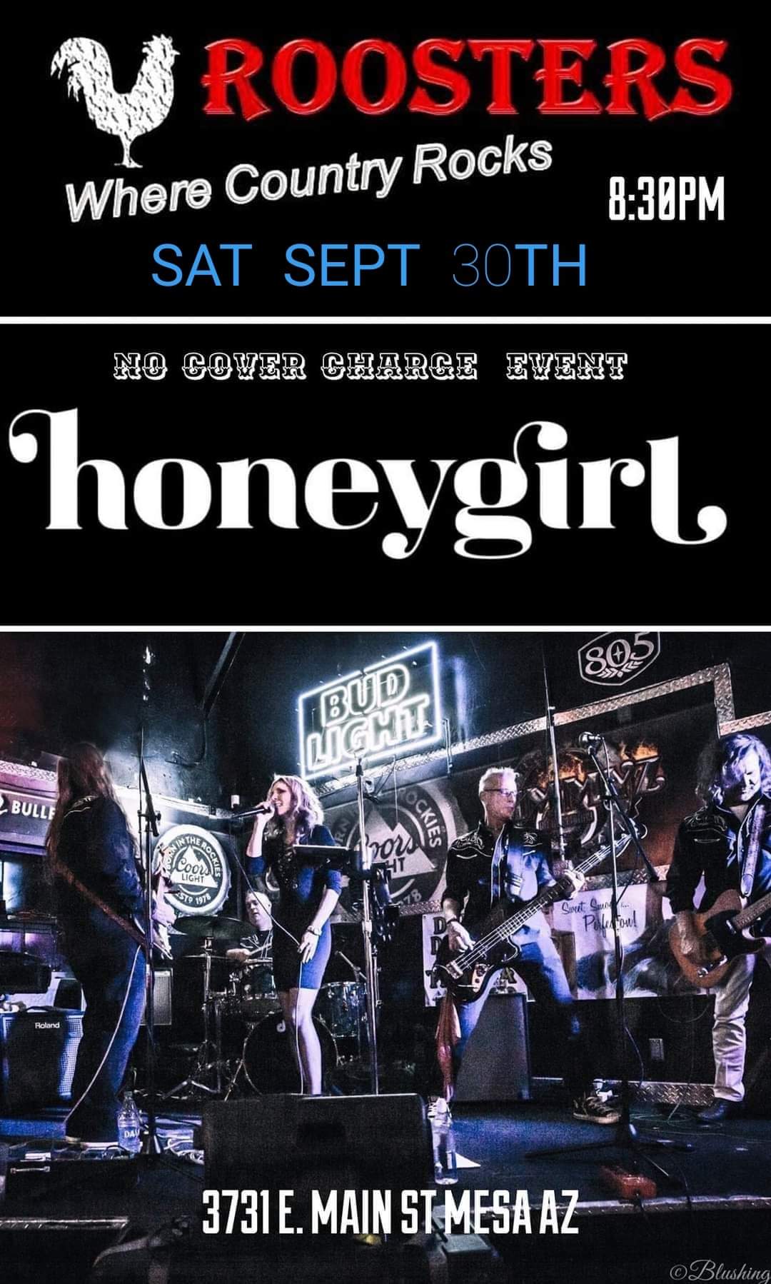 Honeygirl Live at Roosters – No Cover