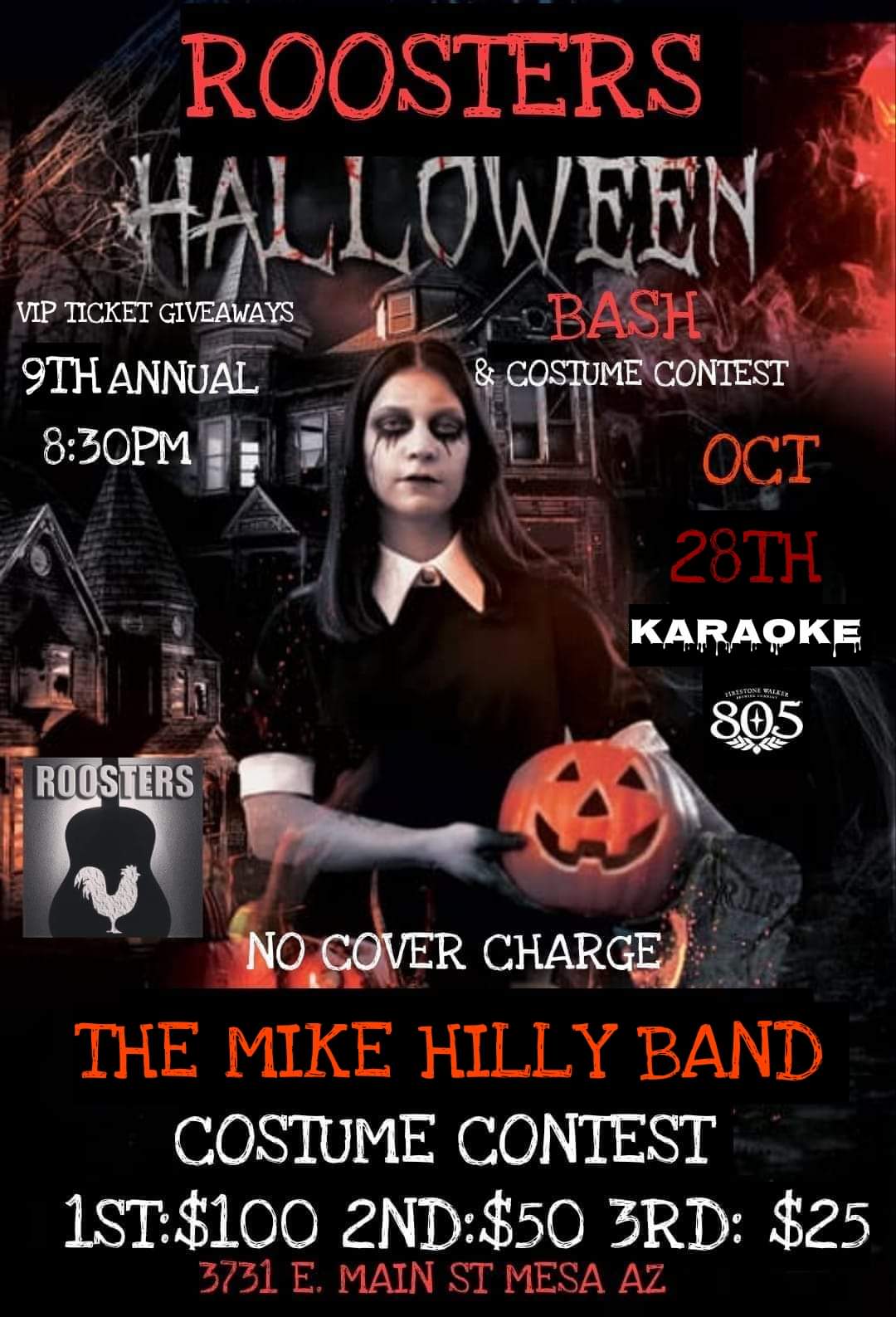 Roosters Halloween Bash – The Mike Hilly Band Live