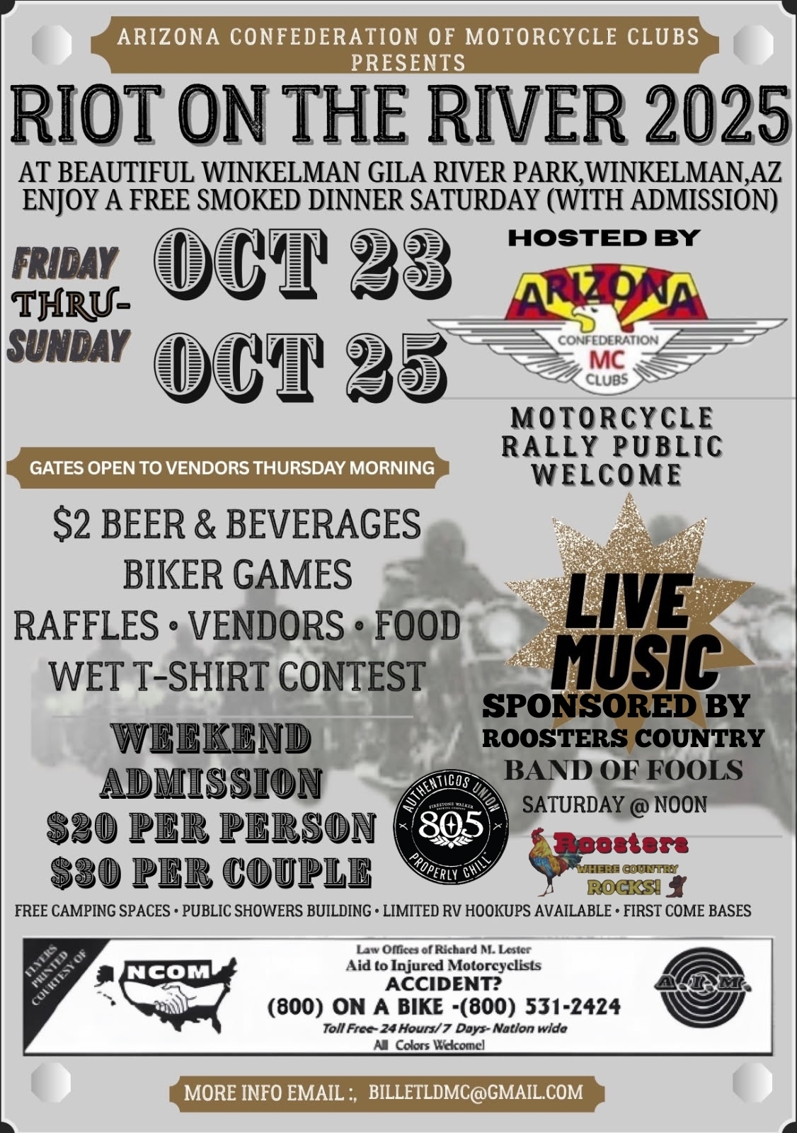Riot on the River October 23rd thru 25th – See Flyer for Details