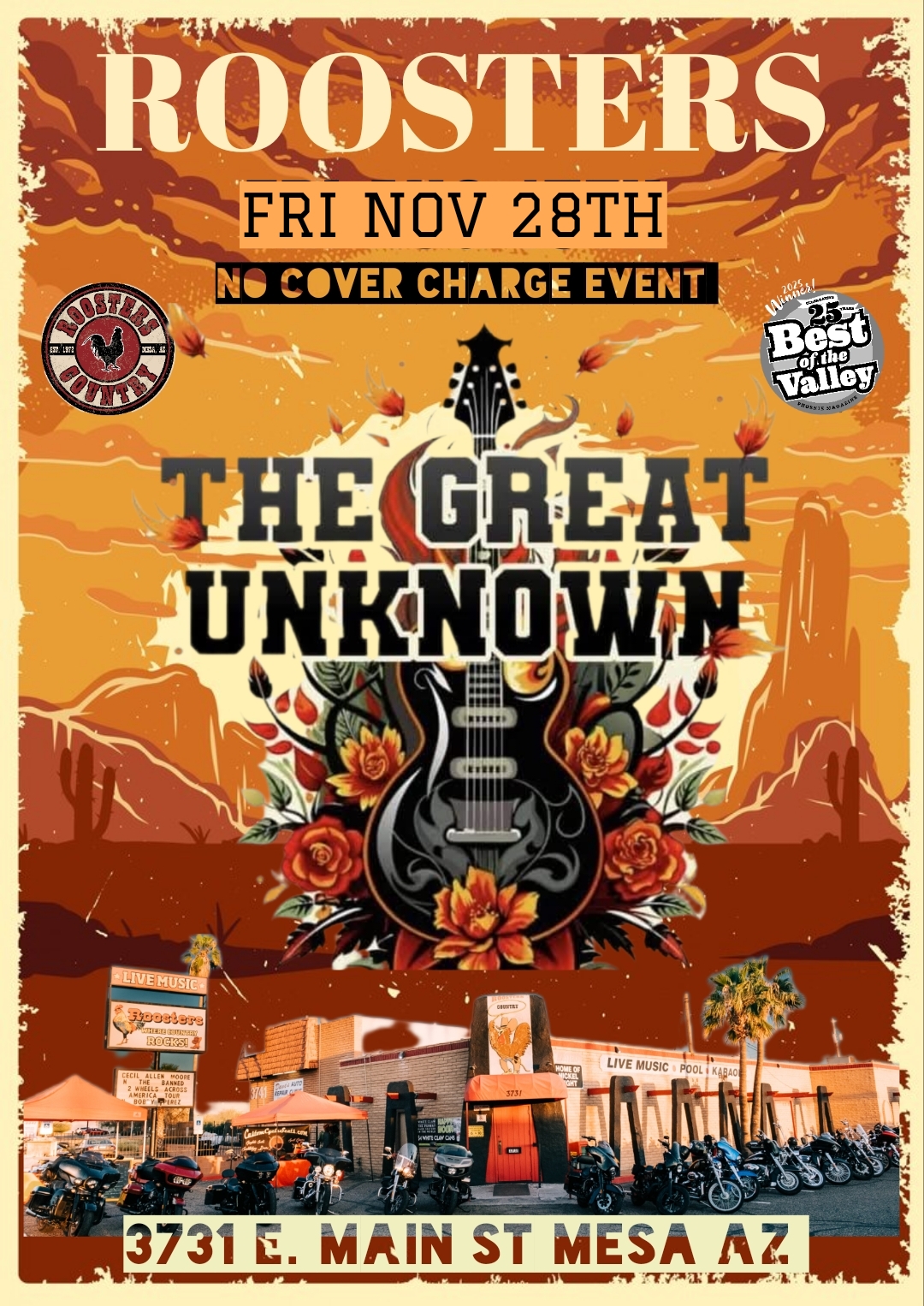 Live at Roosters – The Great Unknown – No Cover
