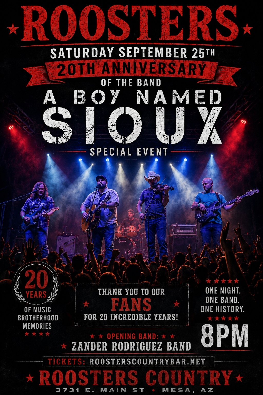 Live at Roosters – A Boy Named Sioux – No Cover