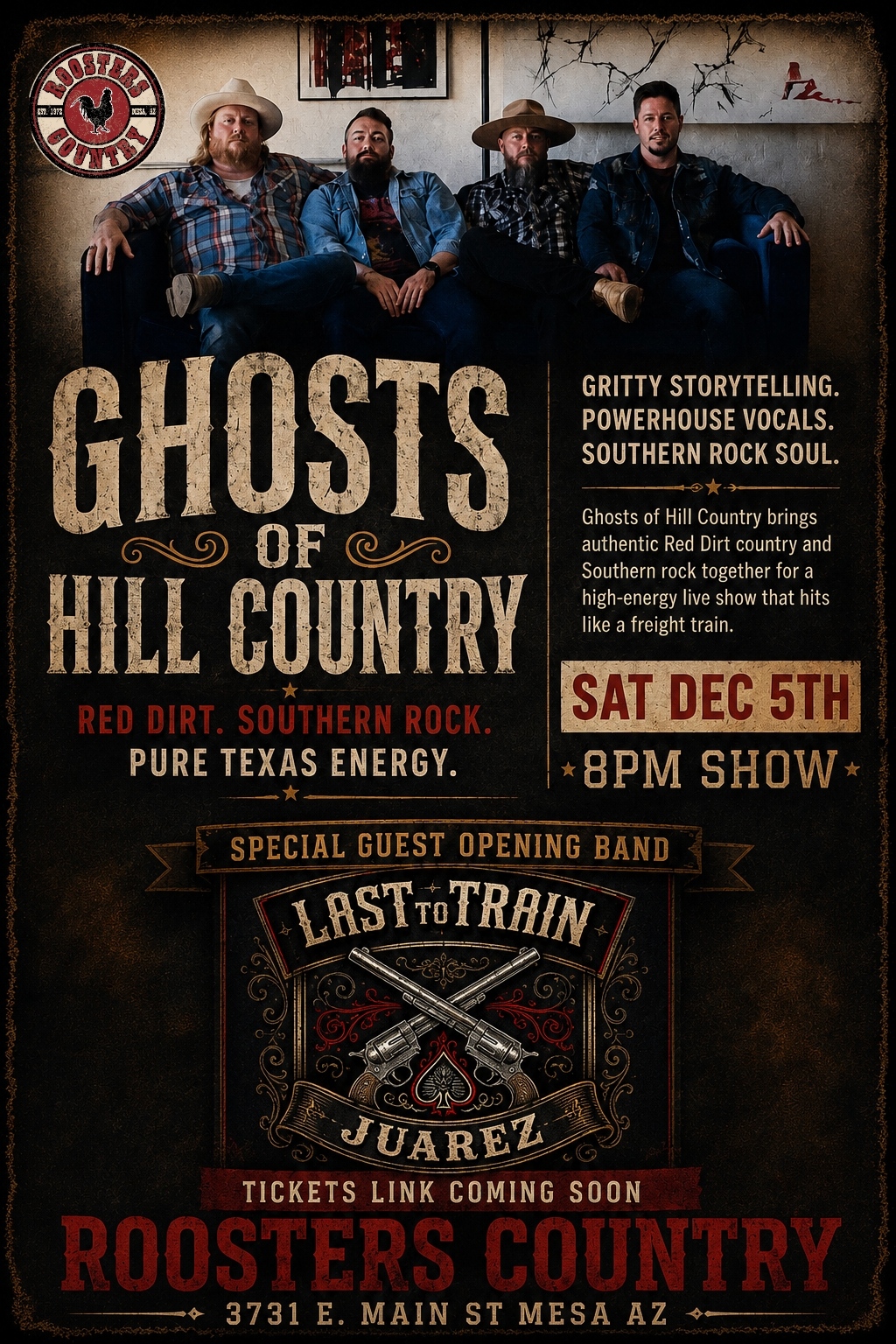 Ghost of Hill Country – Red Dirt Southern Rock – Tickets on Sale Soon